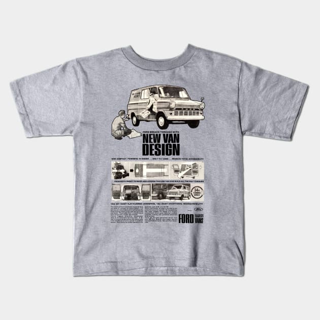 FORD TRANSIT - advert Kids T-Shirt by Throwback Motors